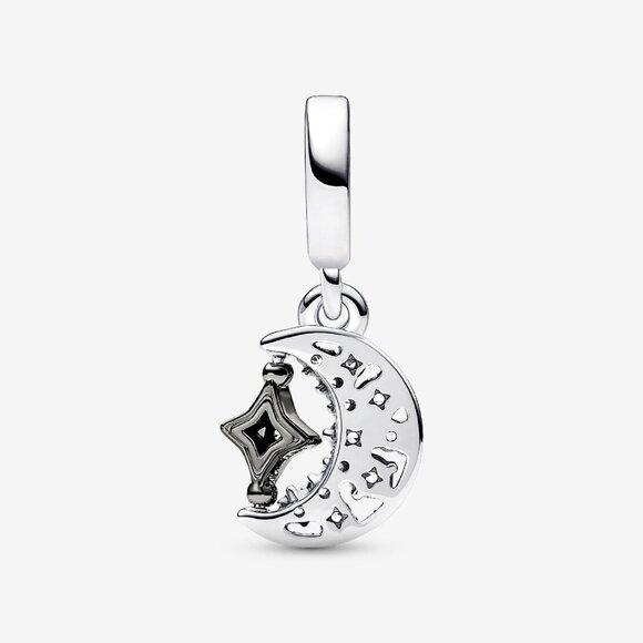 Pandora Sparkling Crescent Moon & Spinnable Star Dangle Charm - Picture 2 of 5